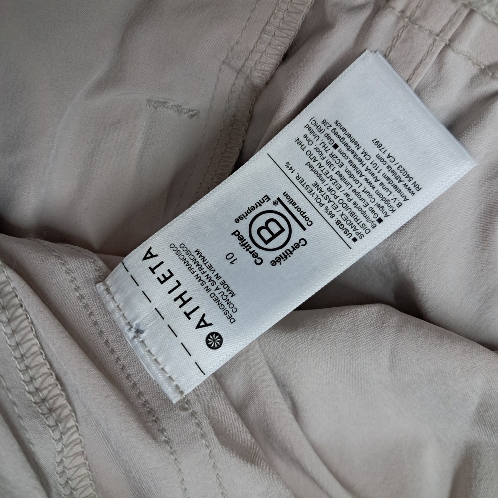 Athleta Pants Womens 10 Beige Attitude Pant‎ Ruched Featherweight Stretch Gym - Picture 8 of 13